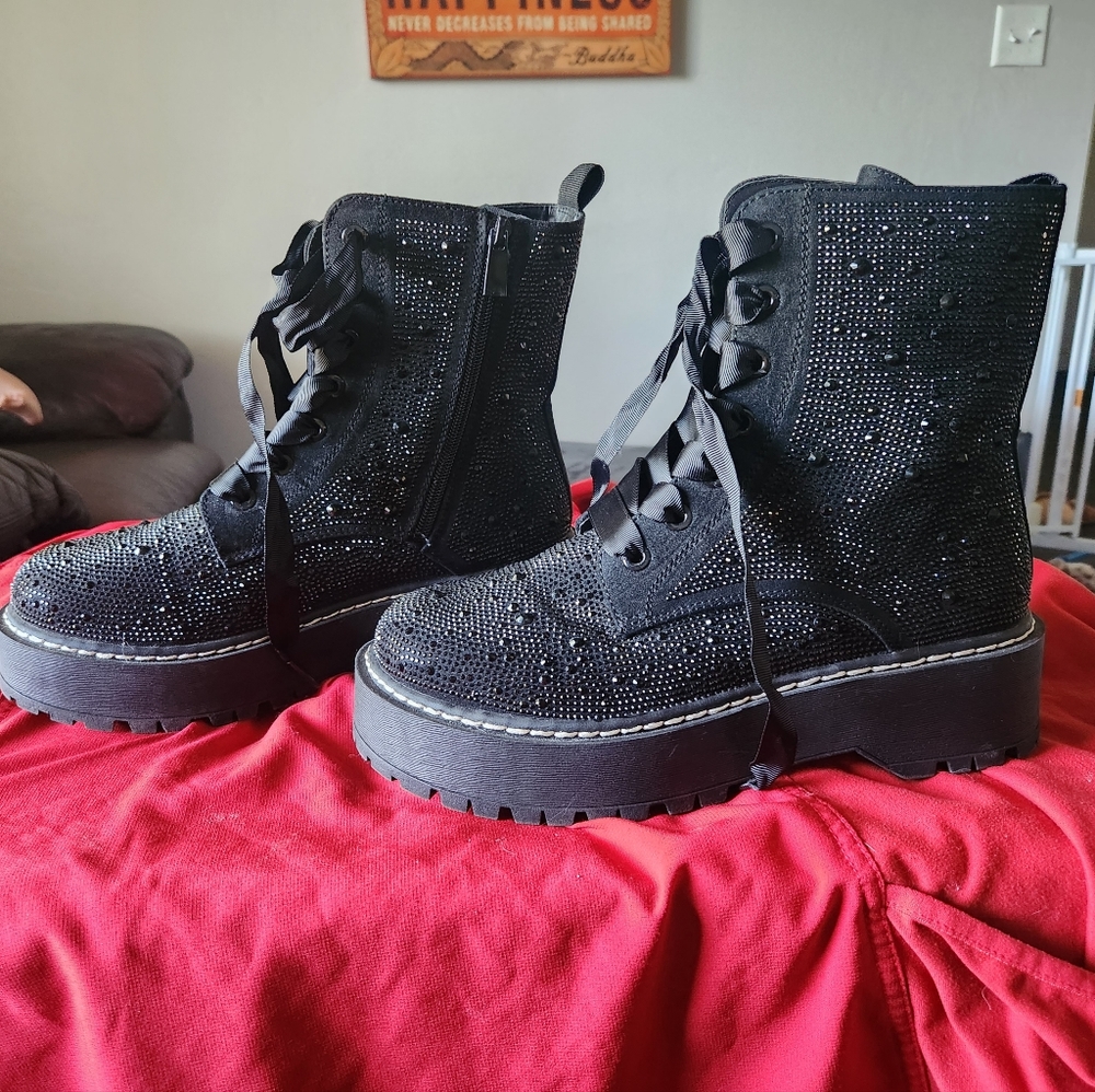 Torrid X Betsy Johnson Rhinestone Boots- Black